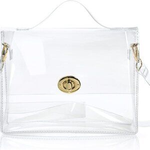 Clear Bag with Turn Lock Closure Women's Cross Body Handbags Stadium Approved